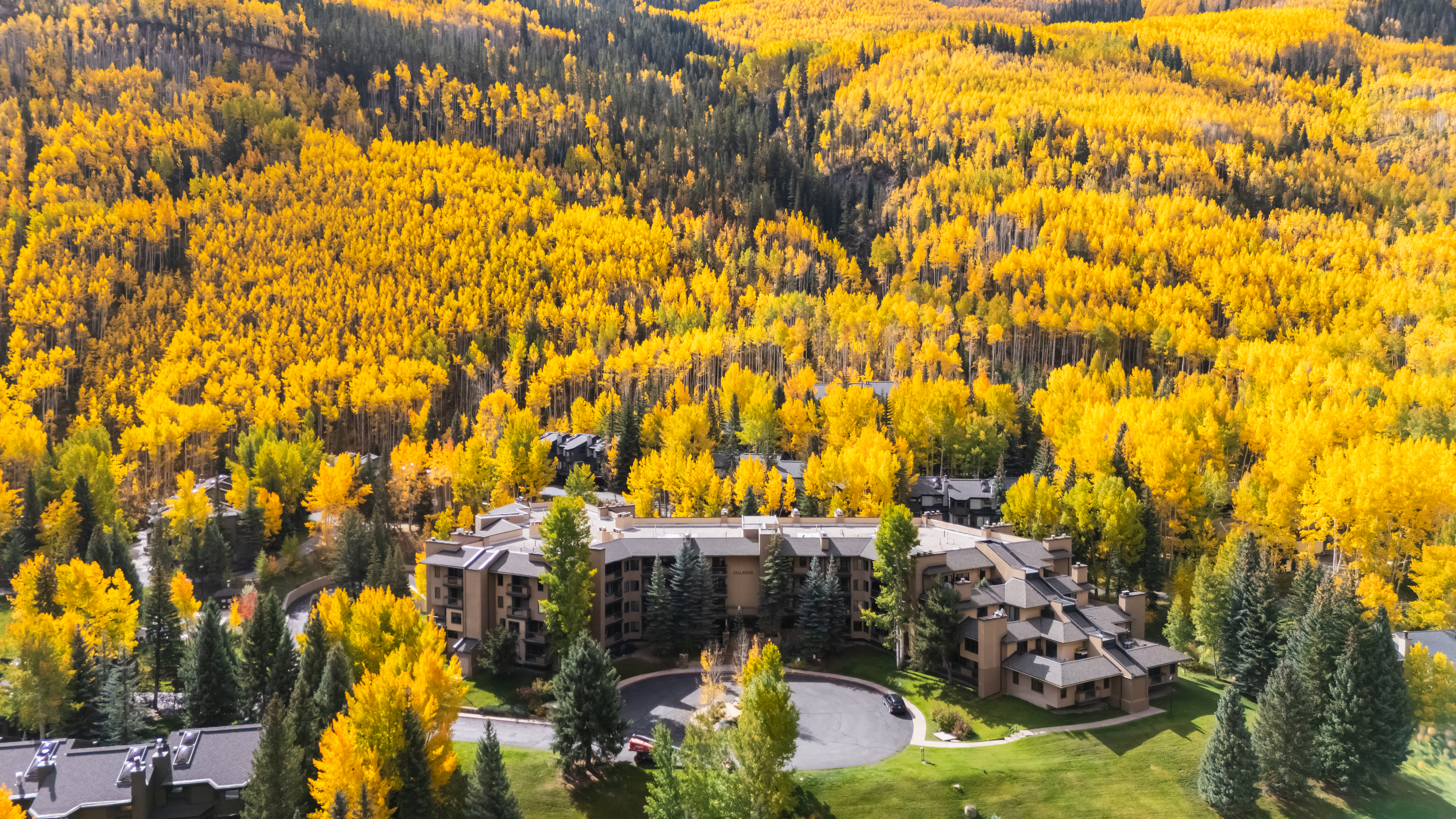 Scenic Colorado Rocky Mountains look down onto Eagle County communities